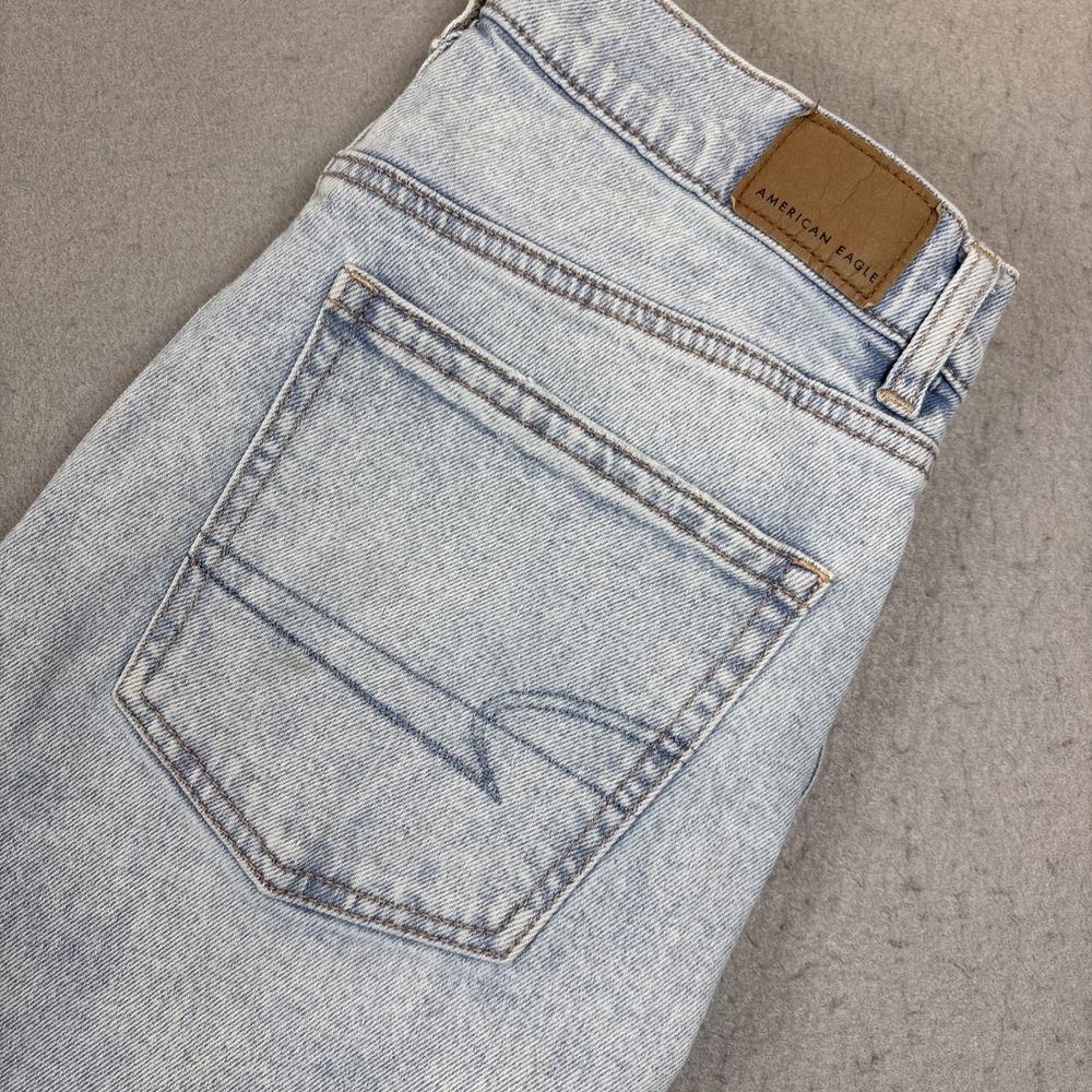 American Eagle‎ Jeans Womens Sz 6 Highest Rise Baggy Straight Strigid Light Wash